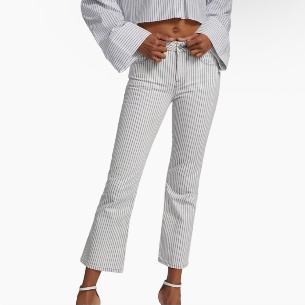 FRAME Denim Le Crop Mini Boot White Striped Jeans